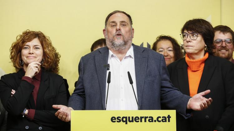 La compareixença de l’equip de Junqueras després de la victòria